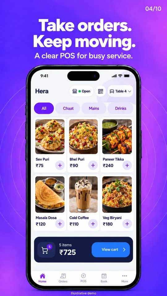 MenuBip partner app preview showing the point of sale